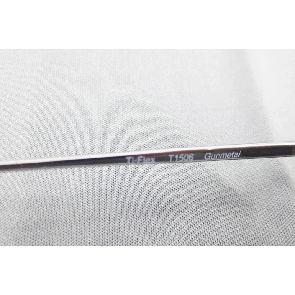 Ti-Flex T1506 Gunmetal Semi Rimless Eyeglasses Frames 54-19-140 Rectangular Mens